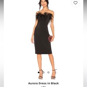 LPA Black feather dress size small